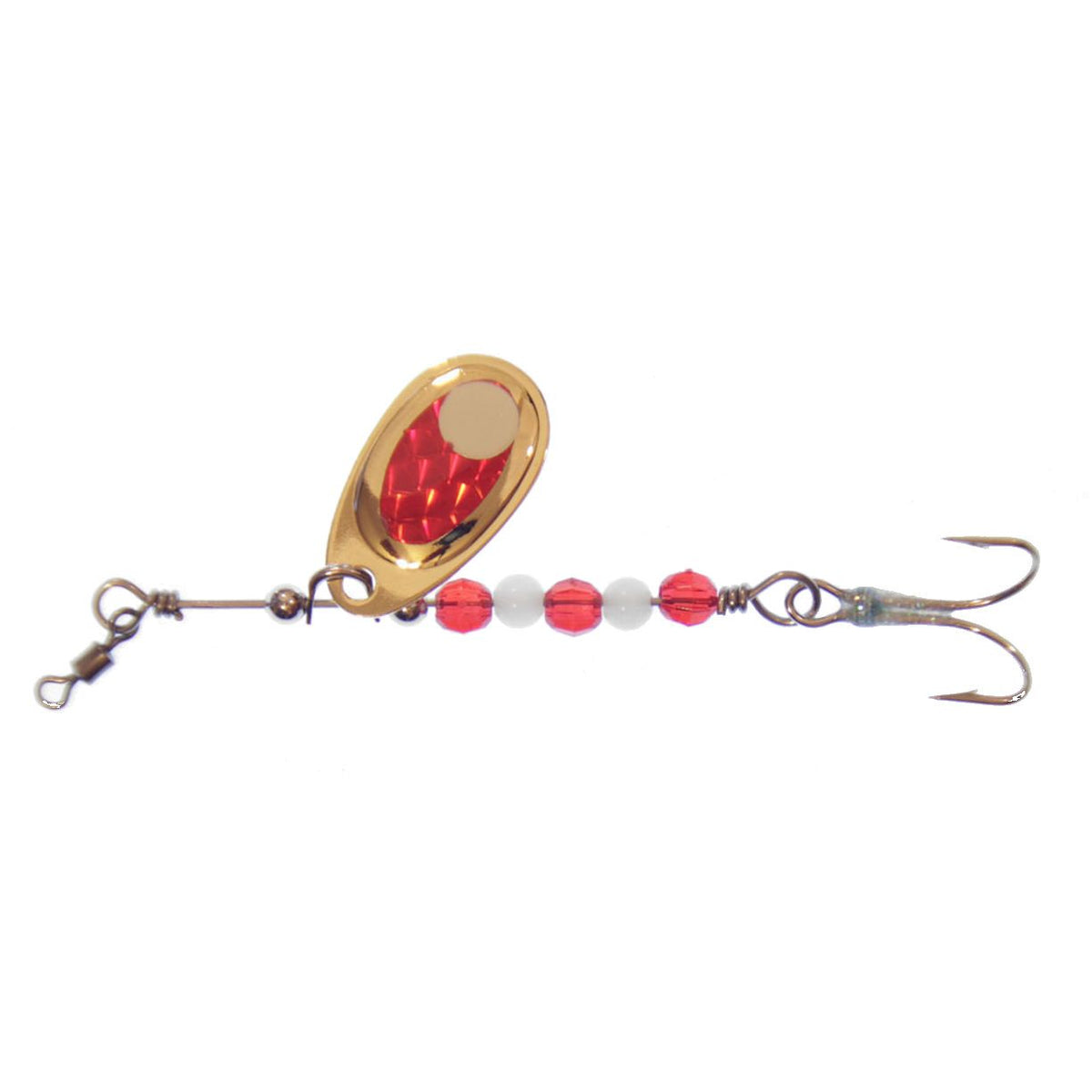R&K Spinners - Kokanee Glow Spinner Red on Gold size 2 – Krippled