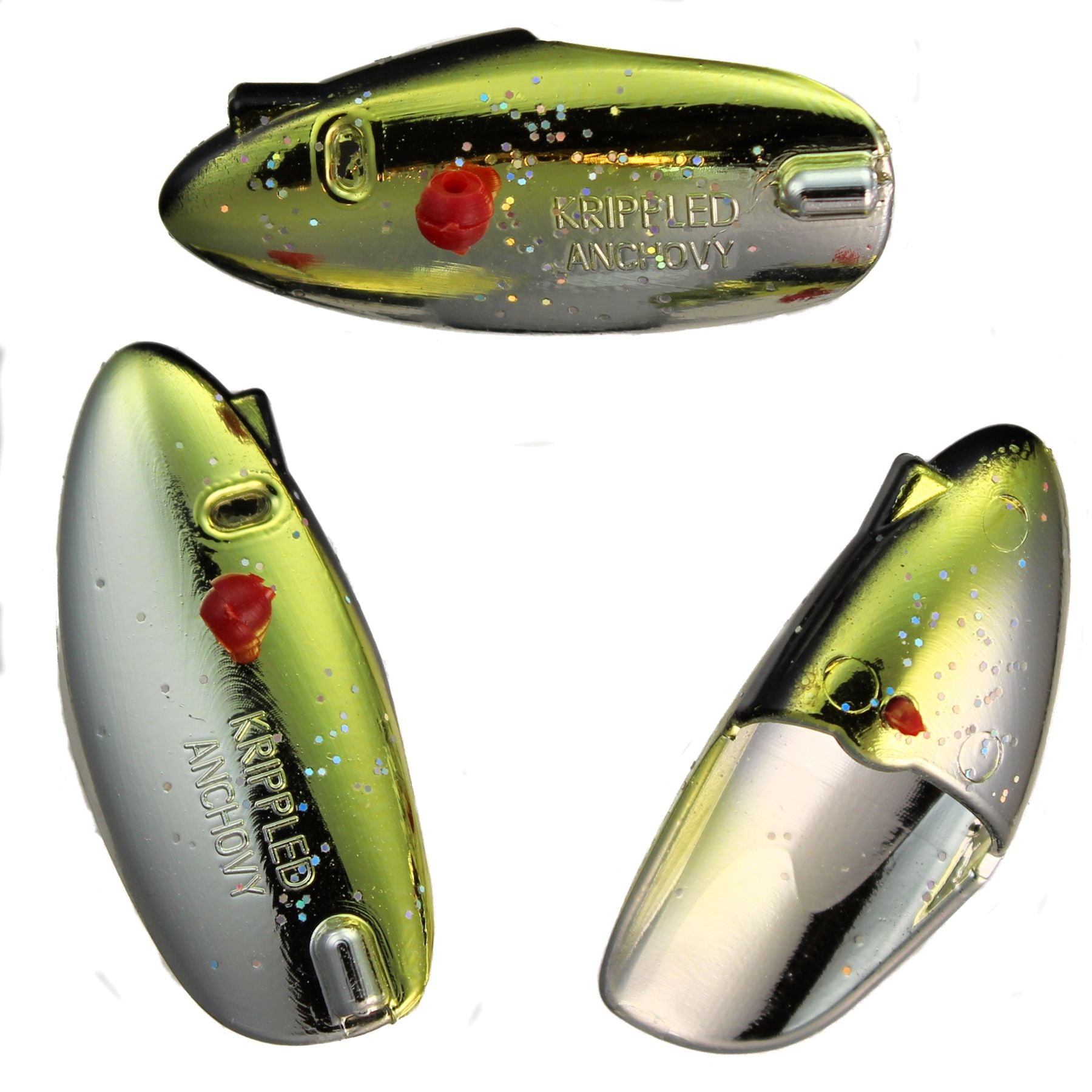 Krippled Anchovy Unrigged 3-pack, #316-Peters Choice on Krome Krippled Fishing Lures, USA Krippled Anchovy Unrigged 3-pack, #316-Peters Choice on Krome Krippled Fishing Lures, USA