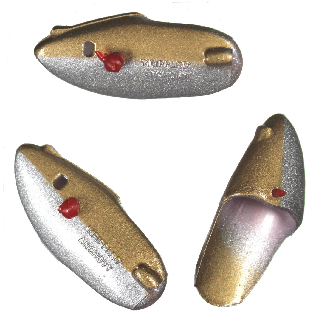 Krippled Anchovy Unrigged 3-pack, O.G. Brass Silver 50-50