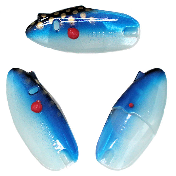 Krippled Anchovy Unrigged 3-pack, #605-Dark Blue/Scale on Glow